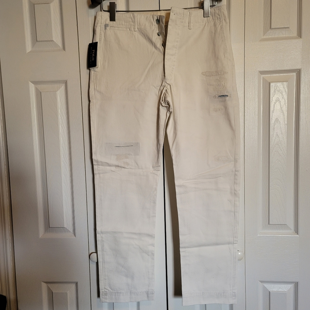 Ralph Lauren Polo Button Fly White Pants 34x34